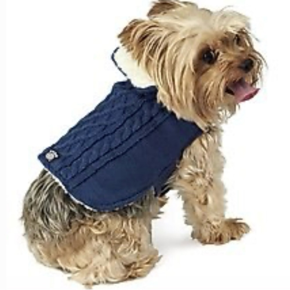 Cable Knitted Dog Sweater Jacket Xsmall Navy